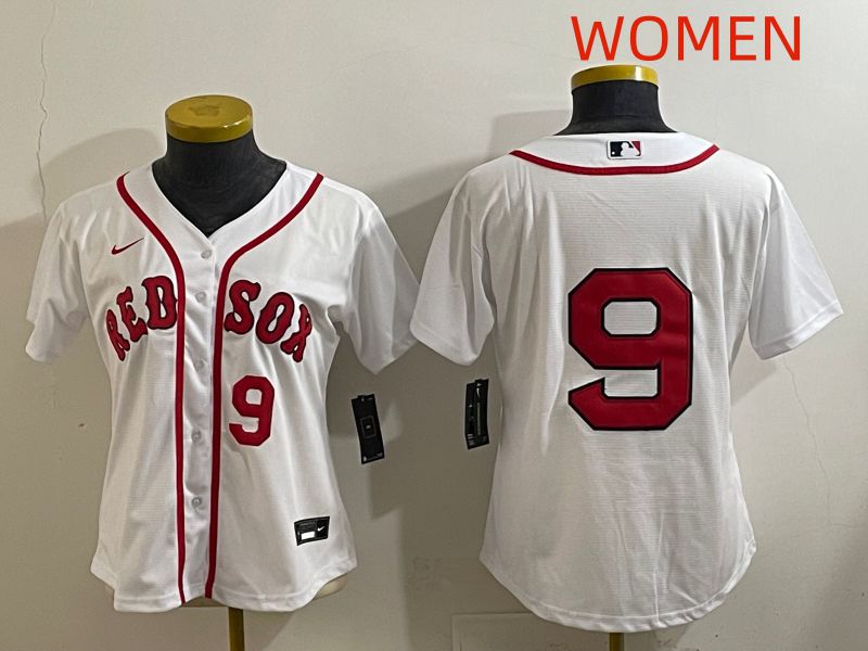 Women Boston Red Sox 9 No Name White Game 2025 Nike MLB Jersey style 2